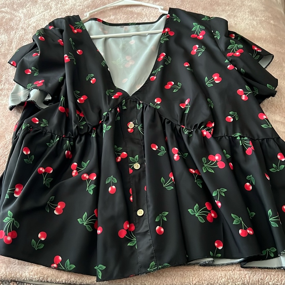 Plus size cherry blouse